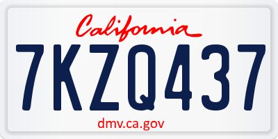 CA license plate 7KZQ437