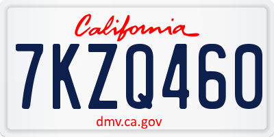 CA license plate 7KZQ460