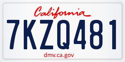 CA license plate 7KZQ481
