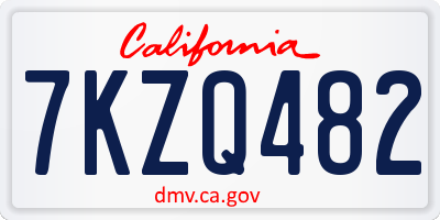 CA license plate 7KZQ482