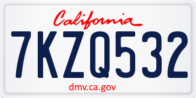 CA license plate 7KZQ532