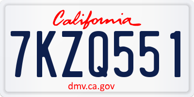 CA license plate 7KZQ551