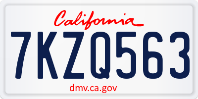 CA license plate 7KZQ563
