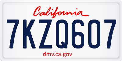 CA license plate 7KZQ607
