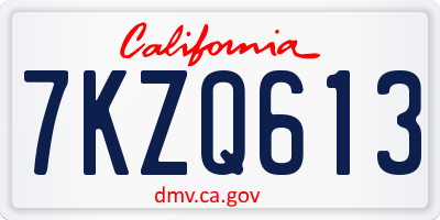 CA license plate 7KZQ613