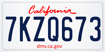 CA license plate 7KZQ673