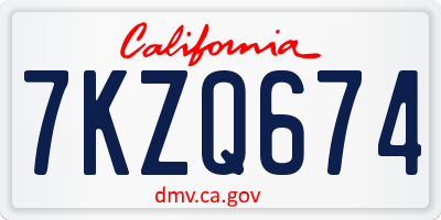 CA license plate 7KZQ674