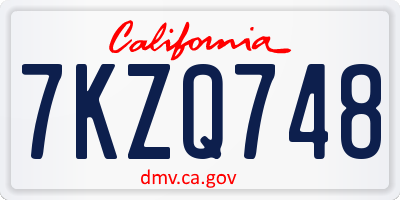 CA license plate 7KZQ748