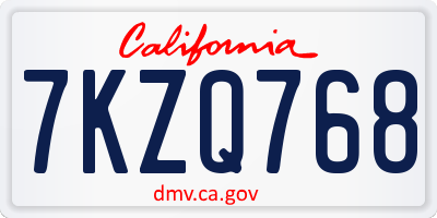 CA license plate 7KZQ768