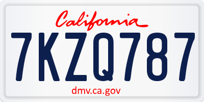 CA license plate 7KZQ787