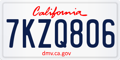 CA license plate 7KZQ806