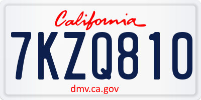 CA license plate 7KZQ810
