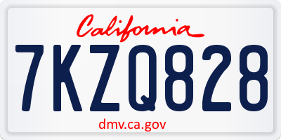CA license plate 7KZQ828