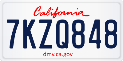CA license plate 7KZQ848