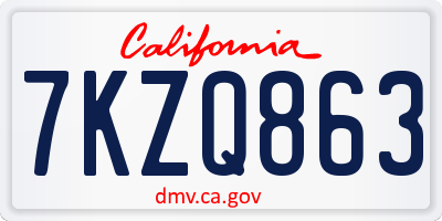 CA license plate 7KZQ863