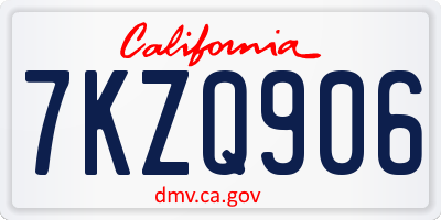 CA license plate 7KZQ906