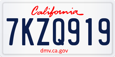 CA license plate 7KZQ919
