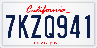 CA license plate 7KZQ941