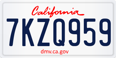 CA license plate 7KZQ959