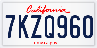 CA license plate 7KZQ960