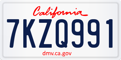 CA license plate 7KZQ991