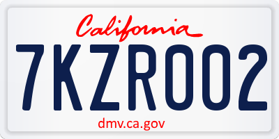 CA license plate 7KZR002