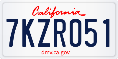 CA license plate 7KZR051