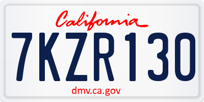 CA license plate 7KZR130