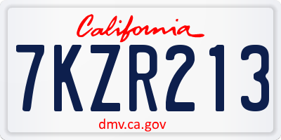 CA license plate 7KZR213