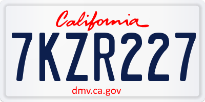 CA license plate 7KZR227