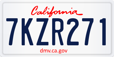 CA license plate 7KZR271