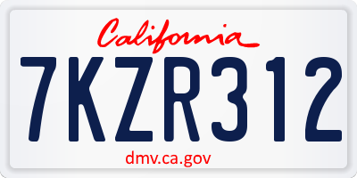 CA license plate 7KZR312