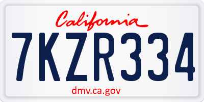 CA license plate 7KZR334