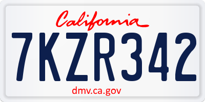 CA license plate 7KZR342