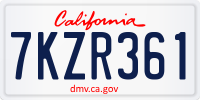 CA license plate 7KZR361