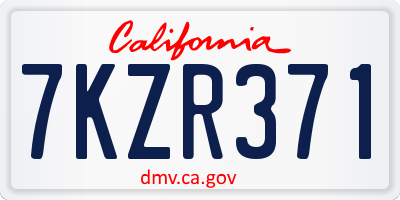 CA license plate 7KZR371