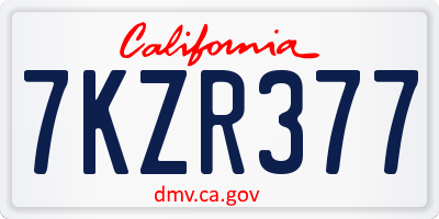 CA license plate 7KZR377