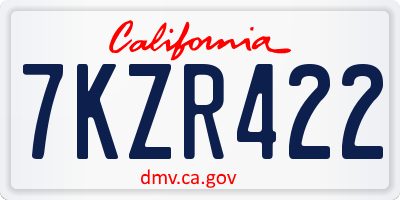 CA license plate 7KZR422