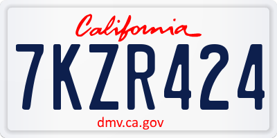 CA license plate 7KZR424
