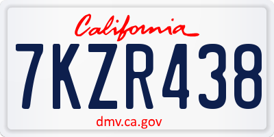 CA license plate 7KZR438