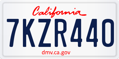 CA license plate 7KZR440