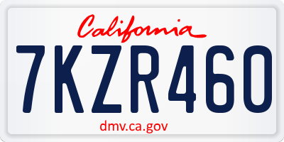 CA license plate 7KZR460