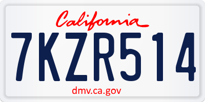 CA license plate 7KZR514