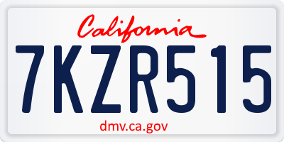 CA license plate 7KZR515