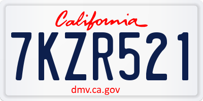 CA license plate 7KZR521