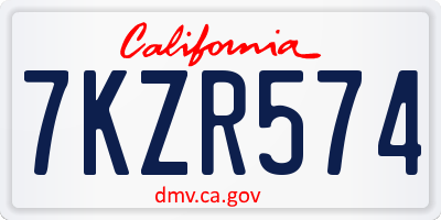 CA license plate 7KZR574