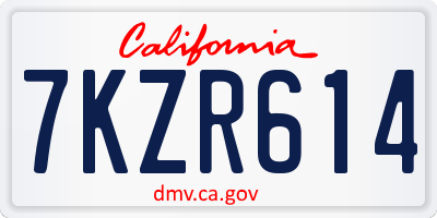 CA license plate 7KZR614