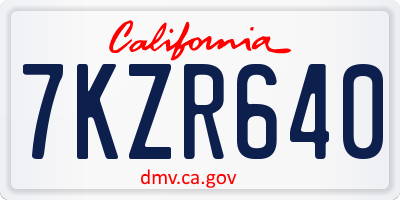 CA license plate 7KZR640
