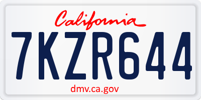 CA license plate 7KZR644
