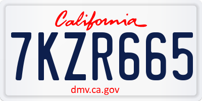 CA license plate 7KZR665